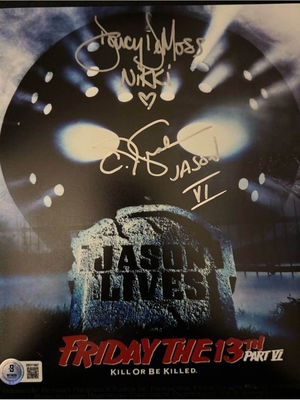 Friday the 13th Part VI Jason Lives Signed Poster - Black & Blue